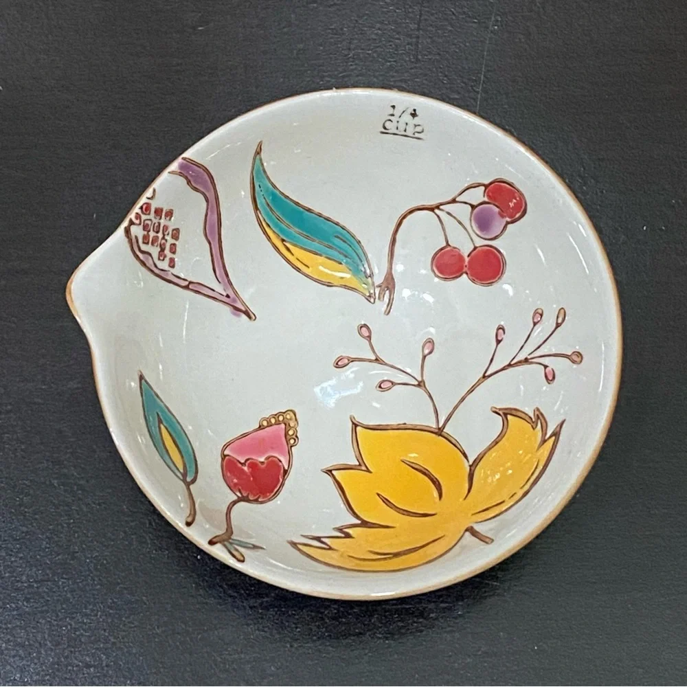 Beautiful Ceramic Nesting Measuring Cups Bowl Fruits & Flowers Design